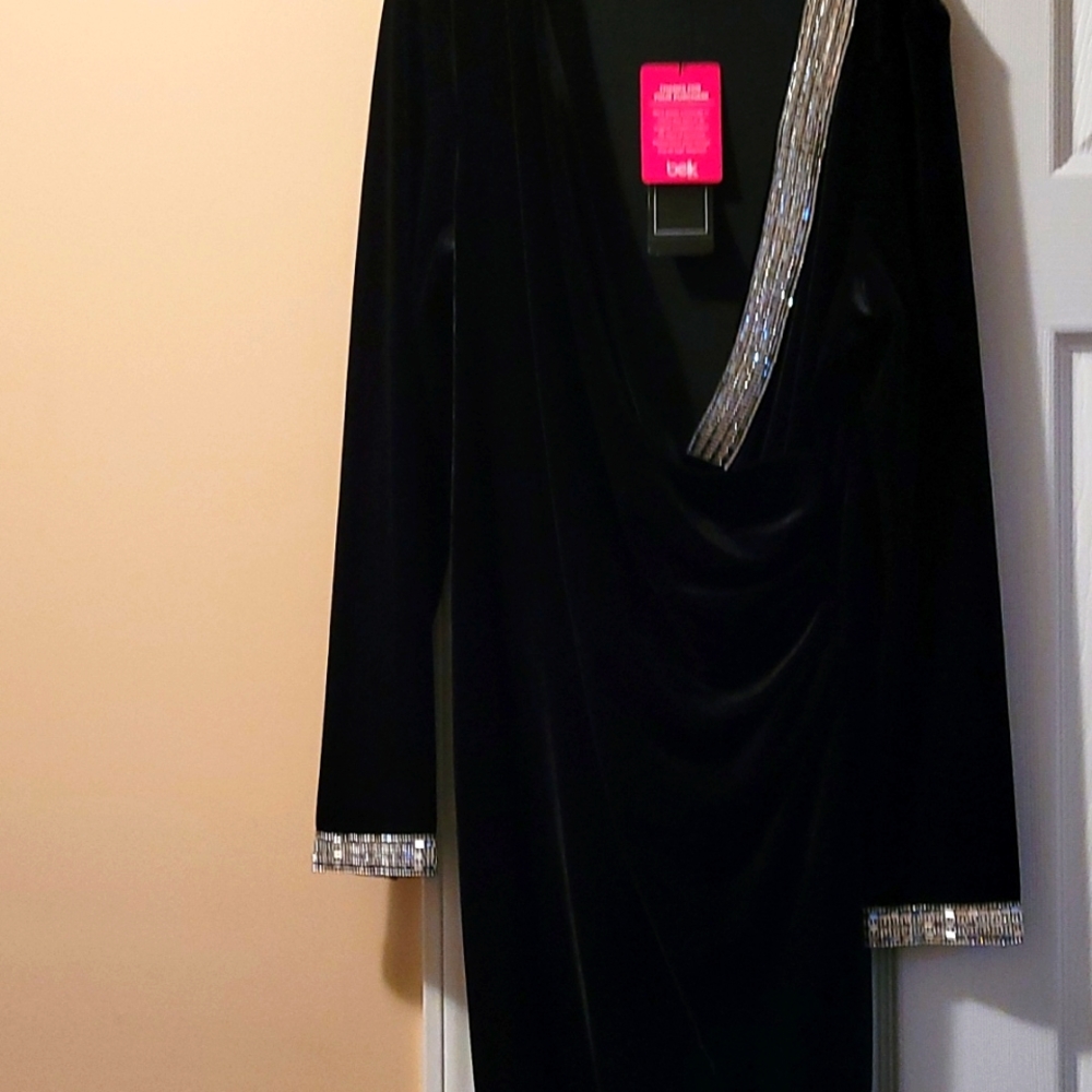 New,never worn black dress with rhinestones